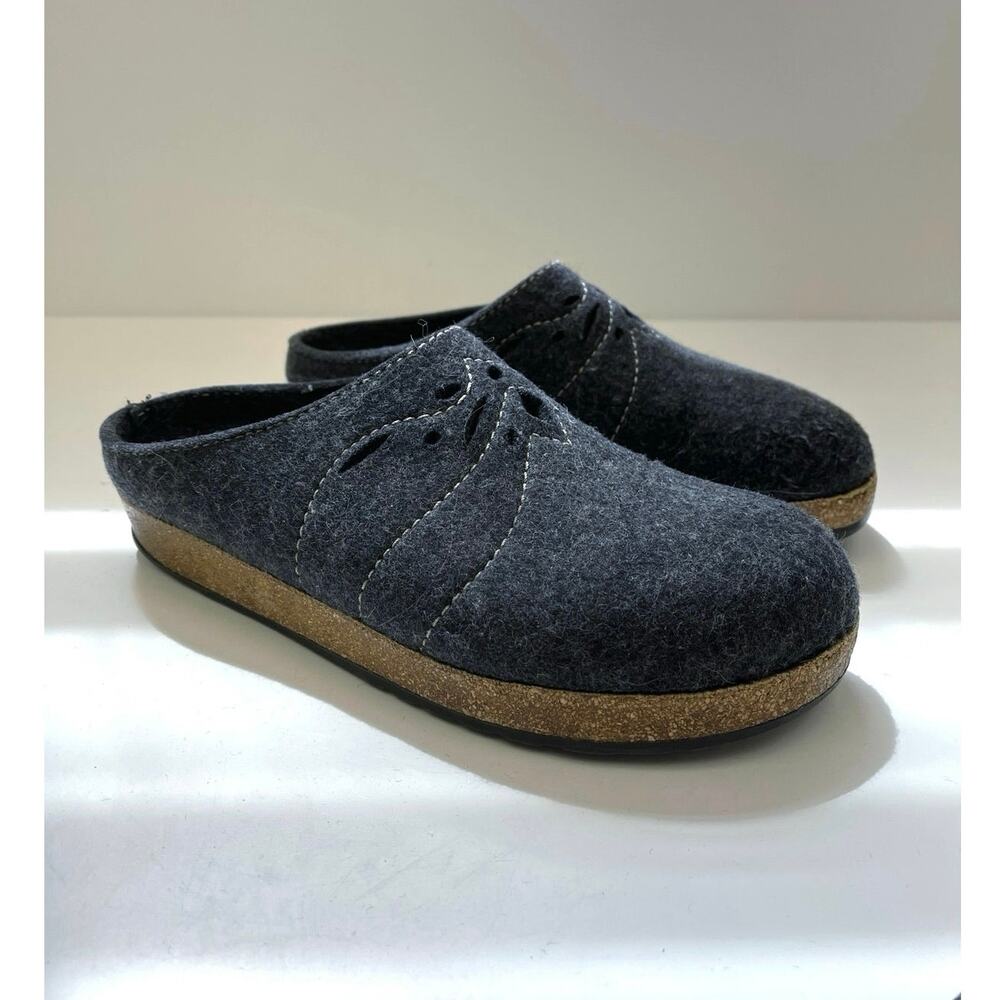 Haflinger Felt Wool Cork Cozy Slipper Clogs Cut Out Embroidered Rustic 40/W9